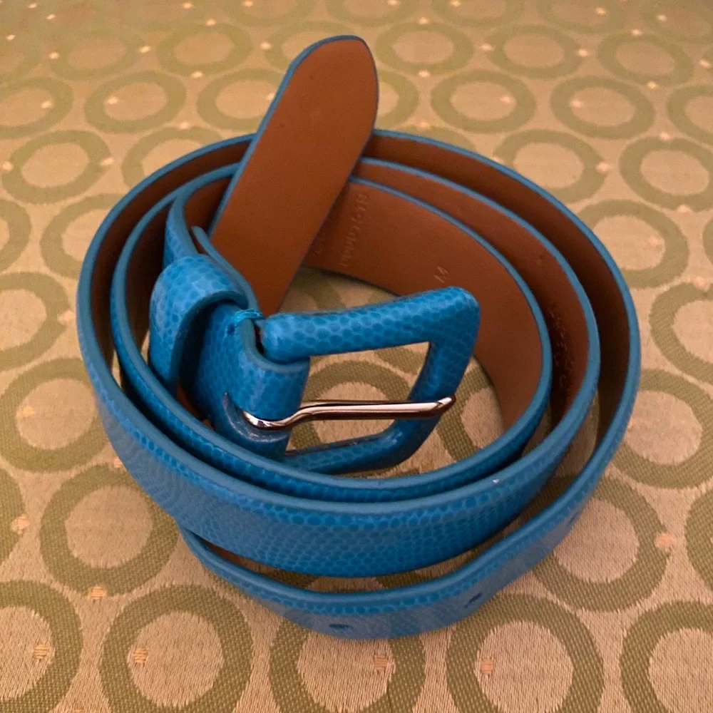 Blue leather belt